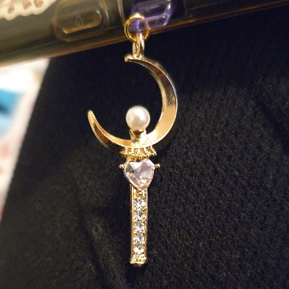 Crescent Moon Wand Dust Plug Charm